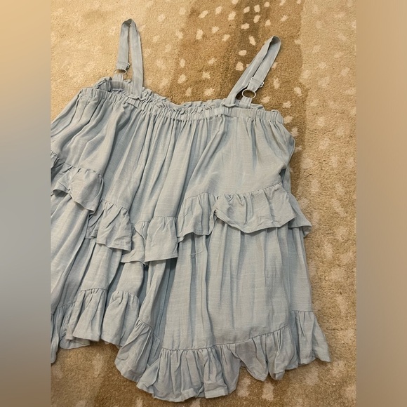 Mable light blue ruffle tank top women’s size large - Picture 3 of 7